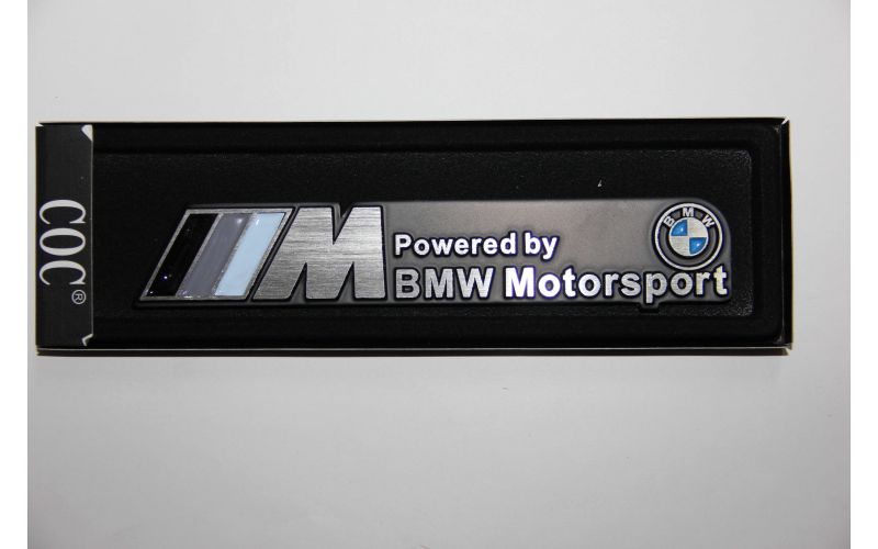 Шильдик М BMW motorsport металл цвет черно-серо-голубой 15.5см-2.8см